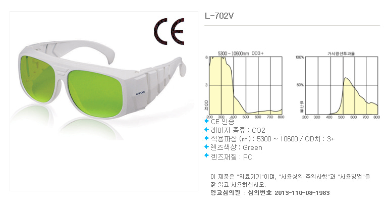 피부과 레이저 보안경 L-702V(Co2) 상세이미지 1