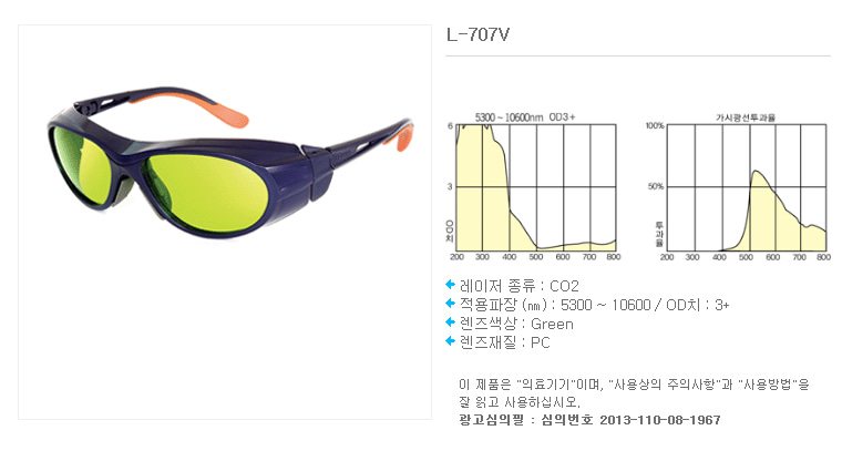 피부과 레이저 보안경 L-707V(Co2) 상세이미지 1