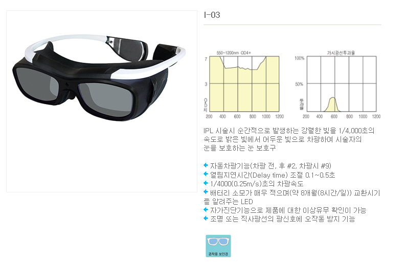 피부과 레이저 보안경 I-03(IPL) 상세이미지 2