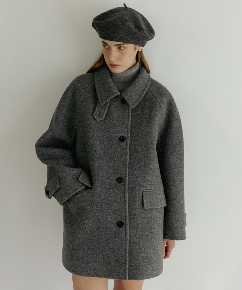 CLASSIC WOOL HALF COAT MELANGE GREY - TTUDEMENT