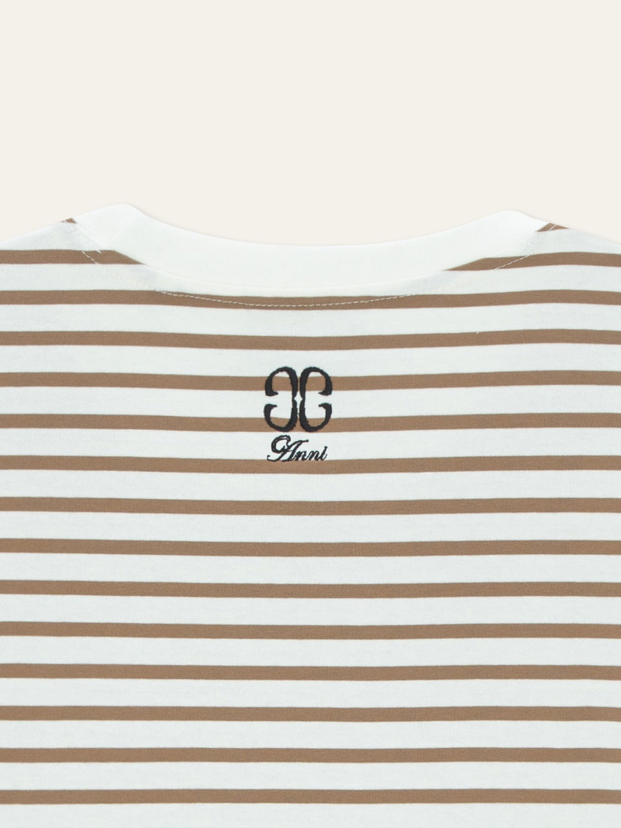 CANNI ♥ DROP STRIPE HALF SLEEVE /追跡付 DROP STRIPE HALF SLEEVE(Beige) - CANNI