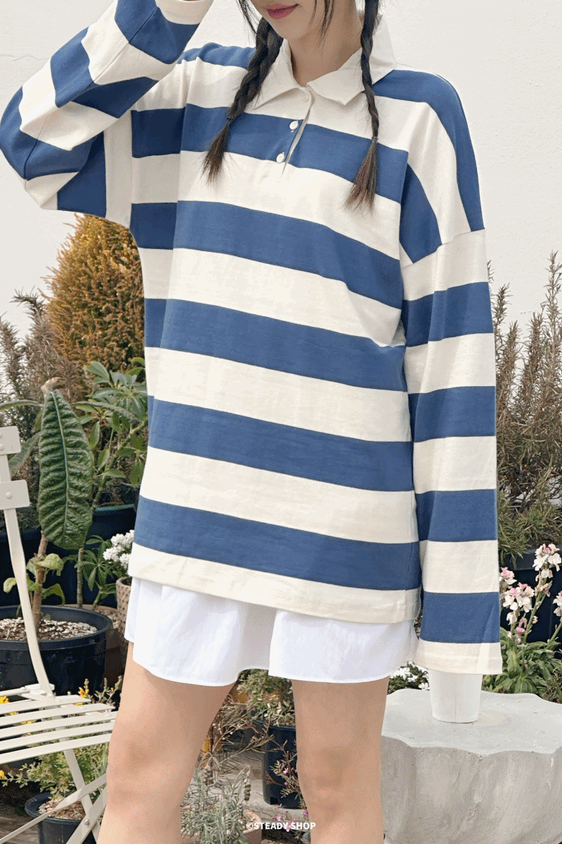 멜스 단가라 스트라이프 오버핏 티셔츠(3colors)