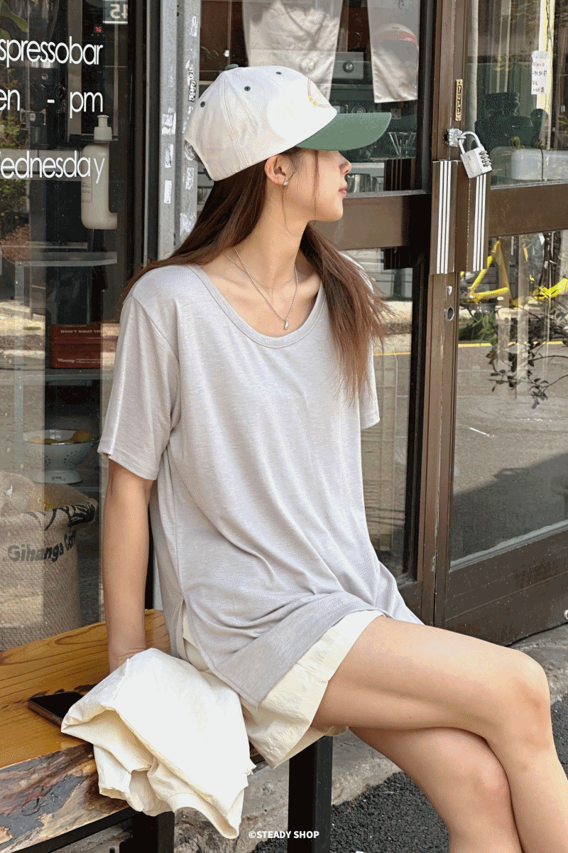 켈리 레이어드 옆트임 오버핏 티셔츠 (5colors)