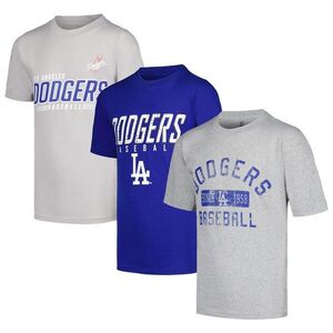 로스앤젤레스 다저스 스티치 유스 3팩 티셔츠 세트 - 헤더 그레이/로얄 / Stitches