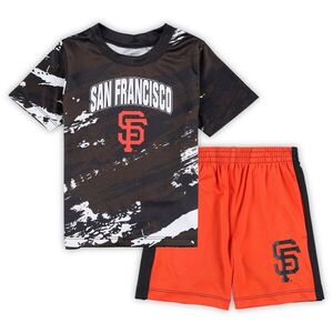 샌프란시스코 자이언츠 유아 도둑질 홈베이스 2.0 티셔츠 &amp; 반바지 세트 - 브라운/오렌지 / Outerstuff
