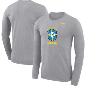 브라질 국가대표 나이키 프라이머리 로고 레전드 퍼포먼스 긴팔 티셔츠 - 헤더 그레이 / Nike