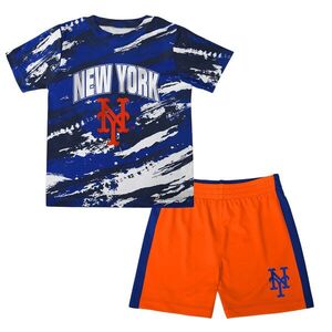 뉴욕 메츠 유아 도둑질 홈베이스 2.0 티셔츠 &amp; 반바지 세트 - 로얄/오렌지 / Outerstuff