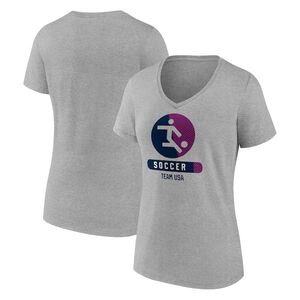 미국 축구광 브랜드 여성 방사 승리 V넥 티셔츠 - 헤더 그레이 / 윌리스포츠 어센틱