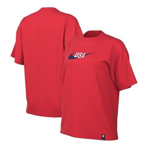 USMNT 나이키 여성 스우시 티셔츠 - 레드 / Nike