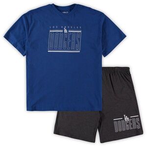 로스엔젤레스 다저스 컨셉 스포츠 빅 &amp; 톨 티셔츠 &amp; 쇼츠 수면 세트 - 로얄/숯 / Concepts Sport