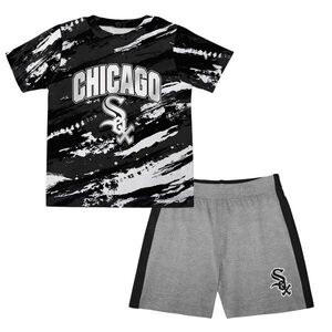 시카고 화이트삭스 유아 스틸링 홈베이스 2.0 티셔츠 &amp; 반바지 세트 - 블랙/헤더그레이 / Outerstuff