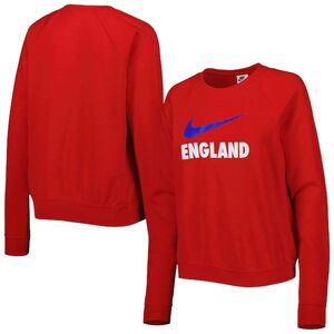 잉글랜드 대표팀 나이키 여성 락업 바시티 트라이 블렌드 라글란 풀오버 맨투맨 - 레드 / Nike