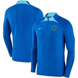 잉글랜드 대표팀 나이키 2022 스트라이크 드릴 퍼포먼스 라글란 쿼터집 롱 슬리브 탑 - 블루 / Nike