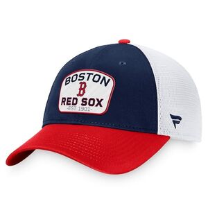 보스턴 레드삭스 덕후 브랜드 투톤 패치 트럭커 조절 가능 모자 - 네이비/레드 / 윌리스포츠 어센틱