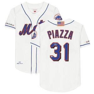 Mike Piazza New York Mets Fanatics Authentic 사인 White Mitchell and Ness 9-11-01 Cooperstown Collection Authentic Jersey / 윌리스포츠 어센틱
