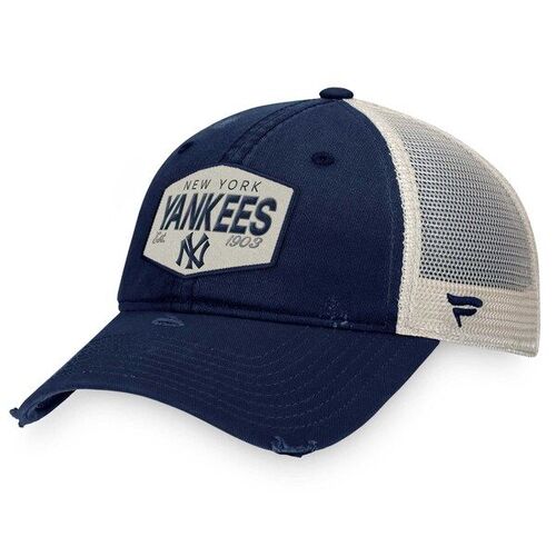 뉴욕 양키즈의 파나틱스 브랜드 패치 트럭커 조절식 모자 - 네이비 / 윌리스포츠 어센틱