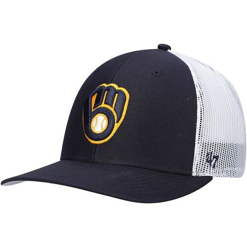 밀워키 브루어스 &#039;47 프라이머리 로고 트럭커 스냅백 모자 - 네이비/화이트 / 47 브랜드
