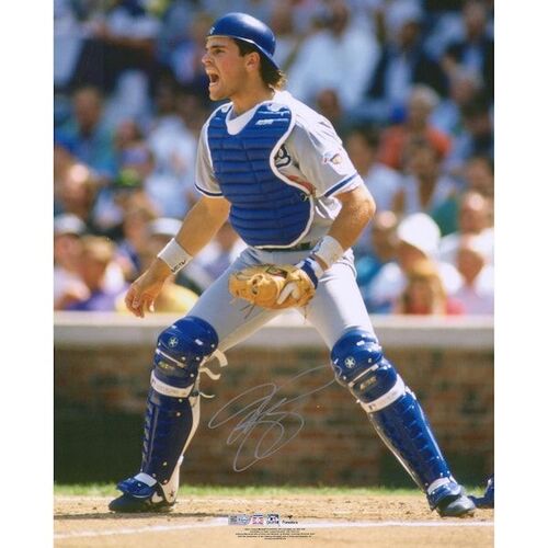Mike Piazza Los Angeles Dodgers 파나틱스 정품 사인 16 x 20 Catching Photo / 윌리스포츠 어센틱