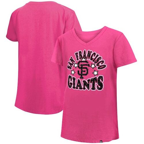 샌프란시스코 자이언츠 뉴에라 걸스 유스 저지 스타즈 브이넥 티셔츠 - 핑크 / New Era