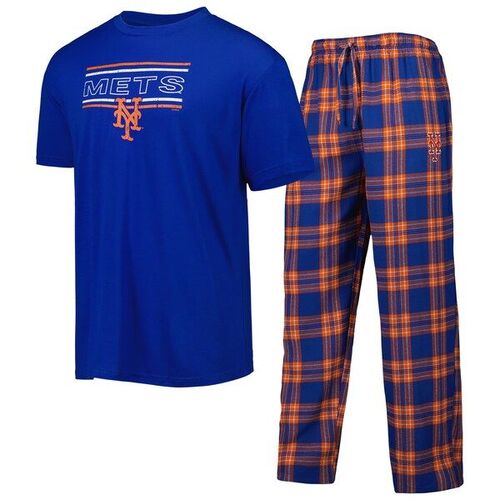 뉴욕 메츠 컨셉트 스포츠 배지 티셔츠 &amp; 팬츠 수면 세트 - 로얄/오렌지 / Concepts Sport