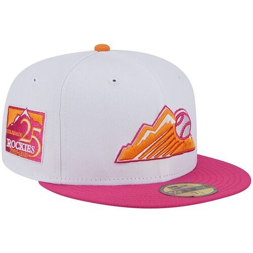 콜로라도 로키스 뉴에라 25주년 팀 기념일 59 FIF 50 핏 모자 - 화이트/핑크 / New Era