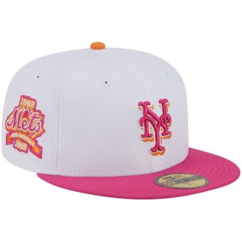 뉴욕 메츠 뉴에라 40주년 팀 기념 59 50 피트 모자 - 화이트/핑크 / New Era
