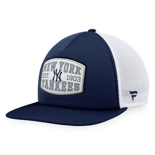 뉴욕 양키즈 마니아 브랜드 폼 전면 패치 트럭커 스냅백 모자 - 네이비 / 윌리스포츠 어센틱