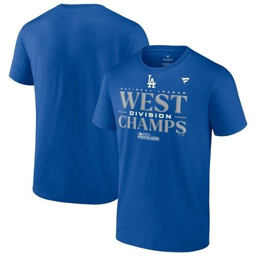로스앤젤레스 다저스 파나틱스 브랜드 유스 2023 NL 서부 디비전 챔피언 라커룸 티셔츠 – 로얄 / 윌리스포츠 어센틱