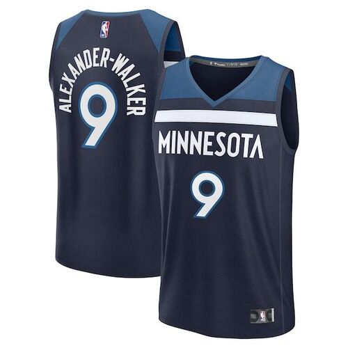 Nickkeil Alexander-Walker Minnesota Timberwolves 파나틱스 브랜드 유스 패스트 브레이크 레플리카 플레이어 저지 - 아이콘 에디션 - 네이비 / 파나틱스 어쎈틱