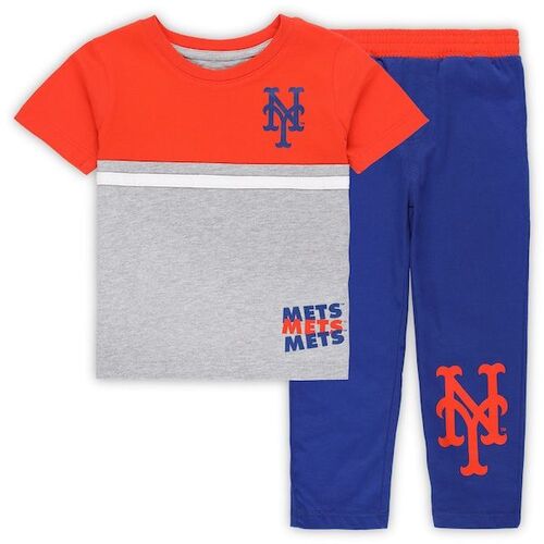 뉴욕 메츠 유아용 타자 박스 티셔츠 &amp; 팬츠 세트 - 로얄/오렌지 / Outerstuff