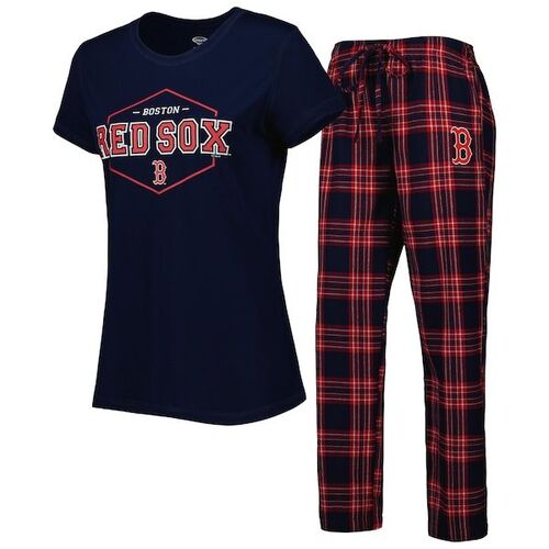 보스턴 레드삭스 컨셉트 스포츠 여성 배지 티셔츠 &amp; 파자마 팬츠 수면 세트 - 네이비/레드 / Concepts Sport