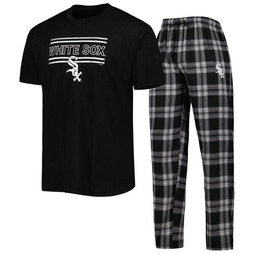 시카고 화이트삭스 컨셉트 스포츠 배지 티셔츠 &amp; 팬츠 수면세트 - 블랙/그레이 / Concepts Sport