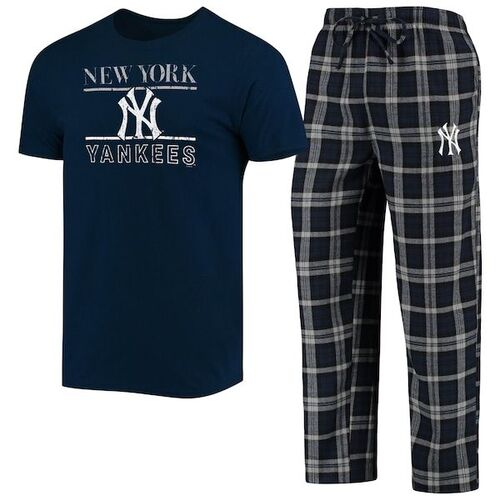 뉴욕 양키즈 컨셉트 스포츠 로지 티셔츠 &amp; 팬츠 수면세트 - 네이비/그레이 / Concepts Sport