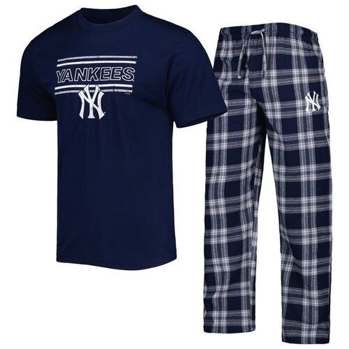뉴욕 양키즈 컨셉트 스포츠 배지 티셔츠 &amp; 팬츠 수면세트 - 네이비/그레이 / Concepts Sport