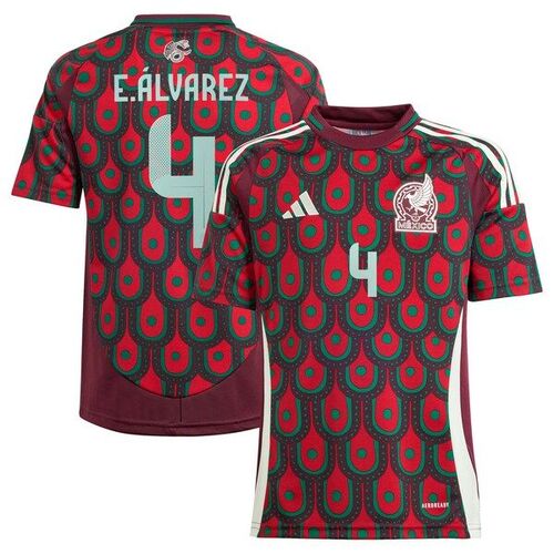 에드손 알바레즈 멕시코 대표팀 아디다스 유스 2024 홈 레플리카 선수 유니폼 - 버건디 / adidas