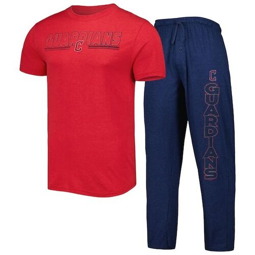 클리블랜드 가디언즈 컨셉 스포츠 미터 티셔츠와 바지 수면 세트 - 네이비/레드 / Concepts Sport