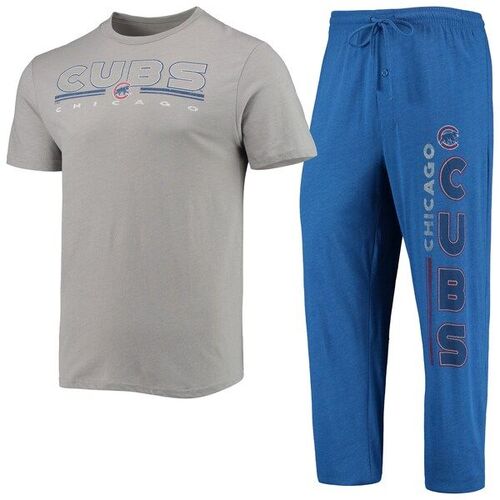 시카고 컵스 컨셉 스포츠 미터 티셔츠와 바지 수면 세트 - 로얄/그레이 / Concepts Sport
