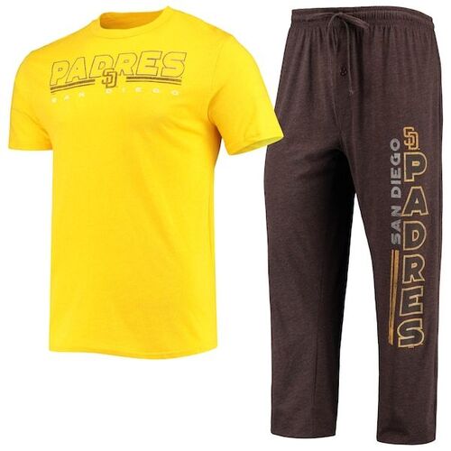 샌디에이고 파드리스 컨셉트 스포츠 미터 티셔츠와 팬츠 수면 세트 - 브라운/골드 / Concepts Sport
