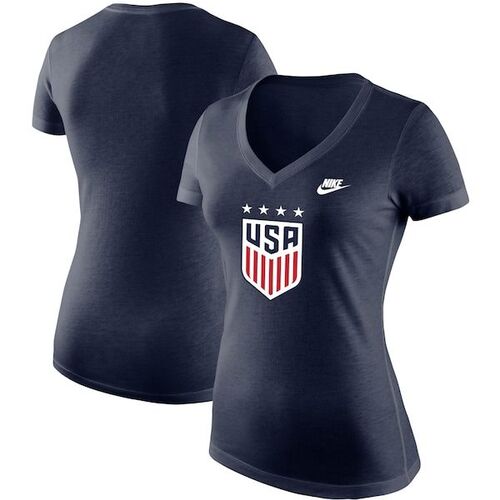 USWNT 나이키 여성 트라이블렌드 브이넥 티셔츠 - 네이비 / Nike
