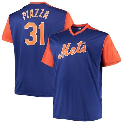 Mike Piazza New York Mets Cooperstown 컬렉션 복제 플레이어 저지 - Royal/Orange / Profile