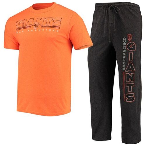 샌프란시스코 자이언츠 컨셉 스포츠 미터 티셔츠와 바지 수면 세트 - 블랙/오렌지 / Concepts Sport