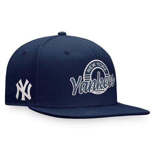 뉴욕 양키즈 파나틱스 브랜드 서클 스크립트 스냅백 모자 - 네이비 / 윌리스포츠 어센틱
