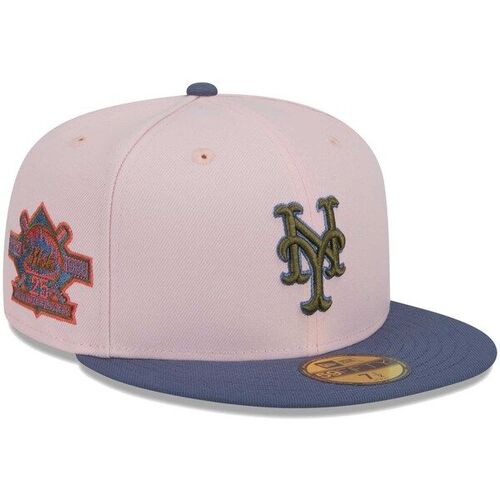뉴욕 메츠 뉴에라 올리브 언더바이저 5950 핏 모자 - 핑크/블루 / New Era