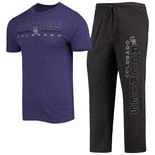 콜로라도 로키스 컨셉 스포츠 미터 티셔츠와 바지 수면 세트 - 퍼플/블랙 / Concepts Sport