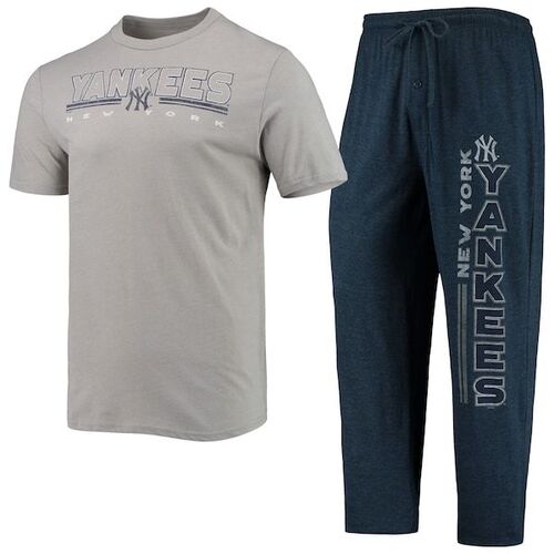 뉴욕 양키즈 컨셉트 스포츠 미터 티셔츠와 팬츠 수면 세트 - 네이비/그레이 / Concepts Sport