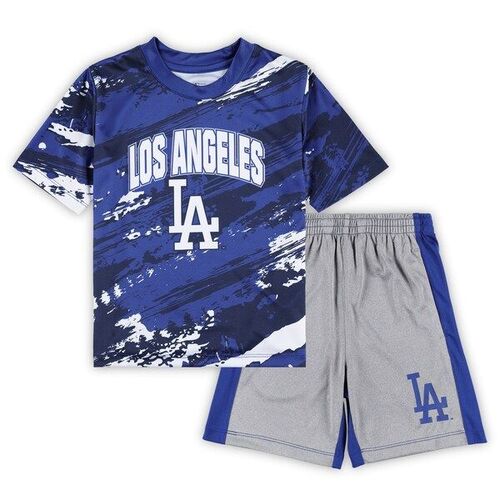 로스앤젤레스 다저스 유아 도둑질 홈베이스 2.0 티셔츠 &amp; 반바지 세트 - 그레이/블루 / Outerstuff
