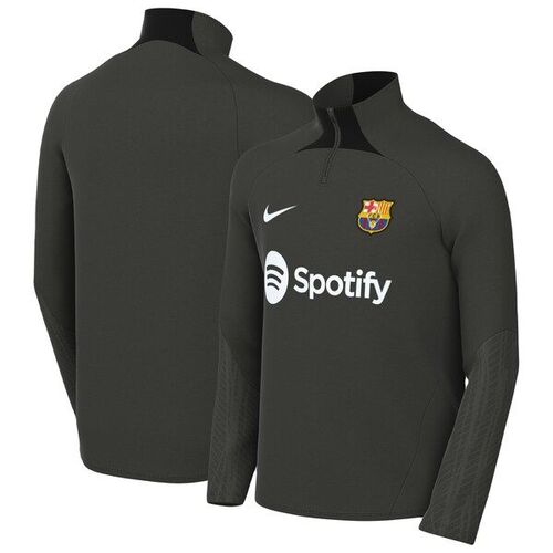 바르셀로나 나이키 유스 2023/24 스트라이크 드릴 퍼포먼스 라글란 쿼터집 탑 - 올리브 / Nike