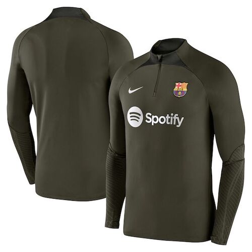 바르셀로나 나이키 스트라이크 드릴 2023/24 퍼포먼스 쿼터집 롱 슬리브 탑 - 올리브 / Nike