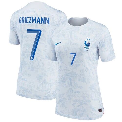 앙투안 그리즈만 프랑스 대표팀 나이키 여자 2022/23 어웨이 브레스 스타디움 레플리카 저지 - 화이트 / Nike