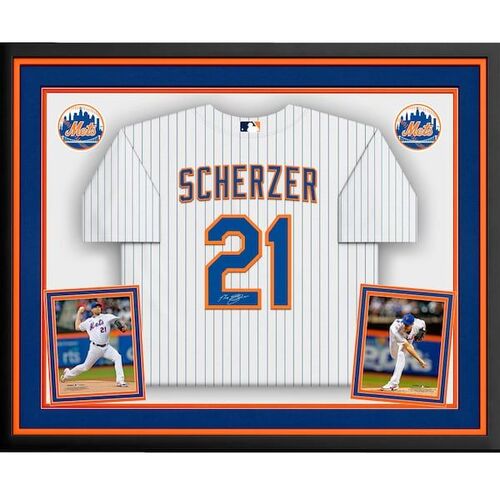 Max Scherzer New York Mets 파나틱스 정품 사인 디럭스 액자 사인 화이트 나이키 정품 저지 / 파나틱스 어쎈틱